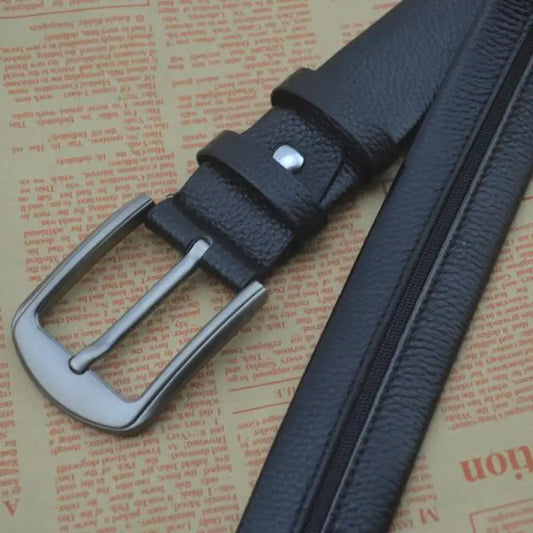 Exclusive Zipper Belt Can Put Money First Layer Belt Men's High Quality