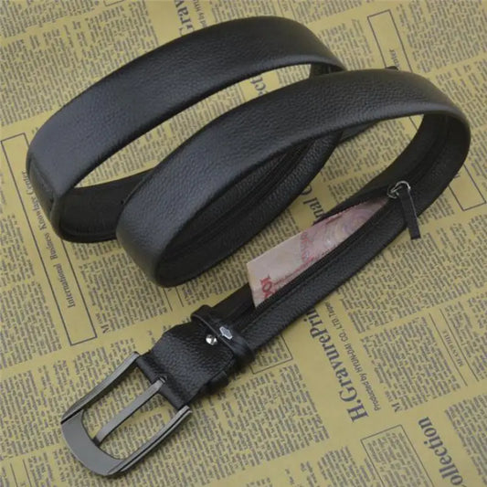 Exclusive Zipper Belt Can Put Money First Layer Belt Men's High Quality