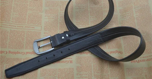 Exclusive Zipper Belt Can Put Money First Layer Belt Men's High Quality