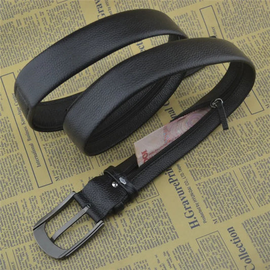 Exclusive Zipper Belt Can Put Money First Layer Belt Men's High Quality