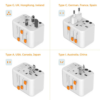 TESSAN 65W GaN Travel Adapter Universal Socket with 2 USB & 2 Type