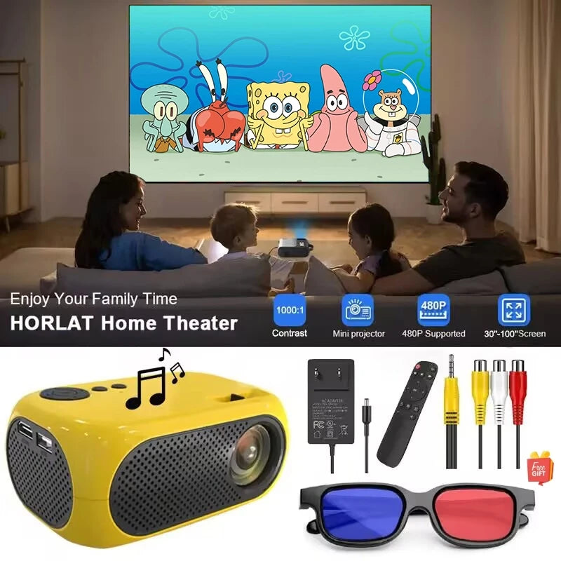 Home Theater M24 Mini Projector Supports 1080P Decoding Built-in Audio