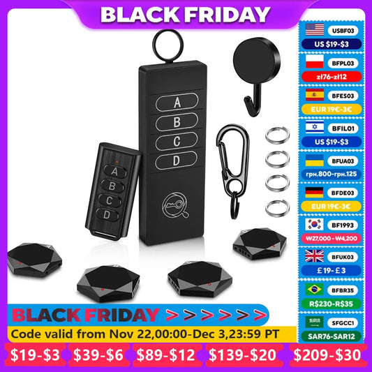 Hollarm Wireless Key Finder Remote Key Locator Phone Wallets Pet Tracker