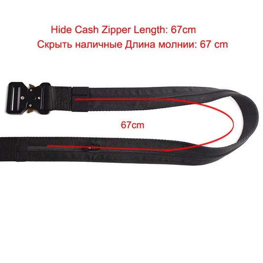 Men Tactical Hidden Cash Belt 130cm Outdoor Travel Money Anti Theft