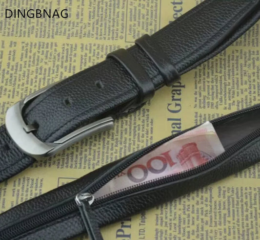 Exclusive Zipper Belt Can Put Money First Layer Belt Men's High Quality